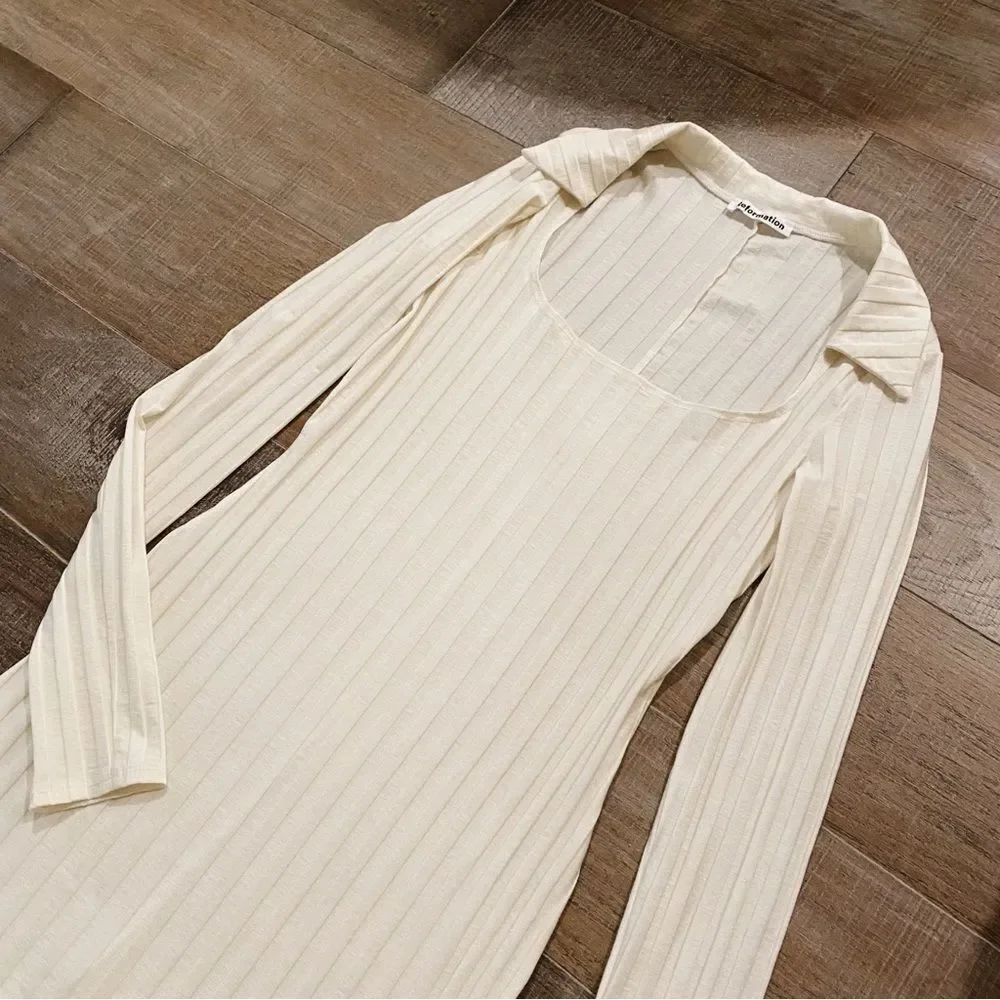 Reformation Vittoria Dress in Ivory Sz M